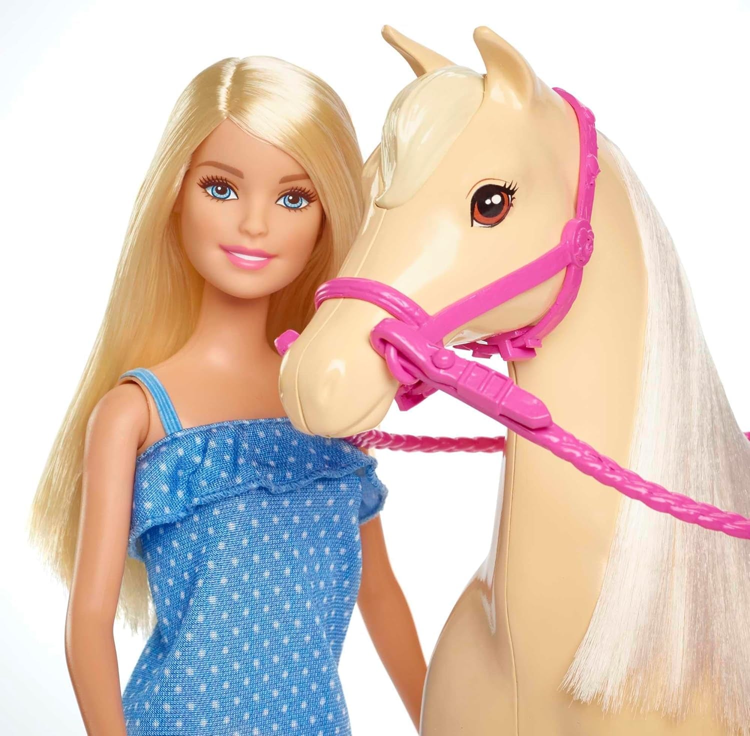 Muñeca Barbie y caballo de juguete, accesorios para montar, incluye 1 muñeca y 1 caballo, adecuado como regalo para niños a partir de 3 años, FXH13
