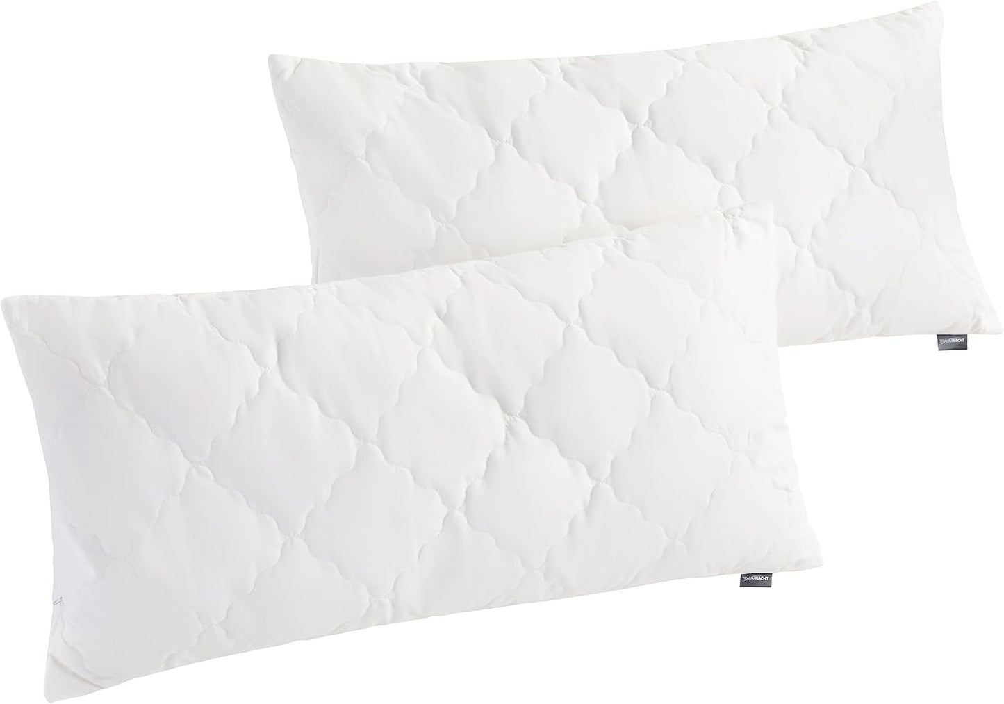 Traumnacht Almohada de bambú con fibras de bambú, hipoalergénica, antibacteriana Juego de almohadas con cremallera, compuesto por 2 almohadas de 40X80Cm, certificado Oeko-Tex, desarrollado en Alemania Naty Shop almohadas estándar Almohada 40 X 80 Cm