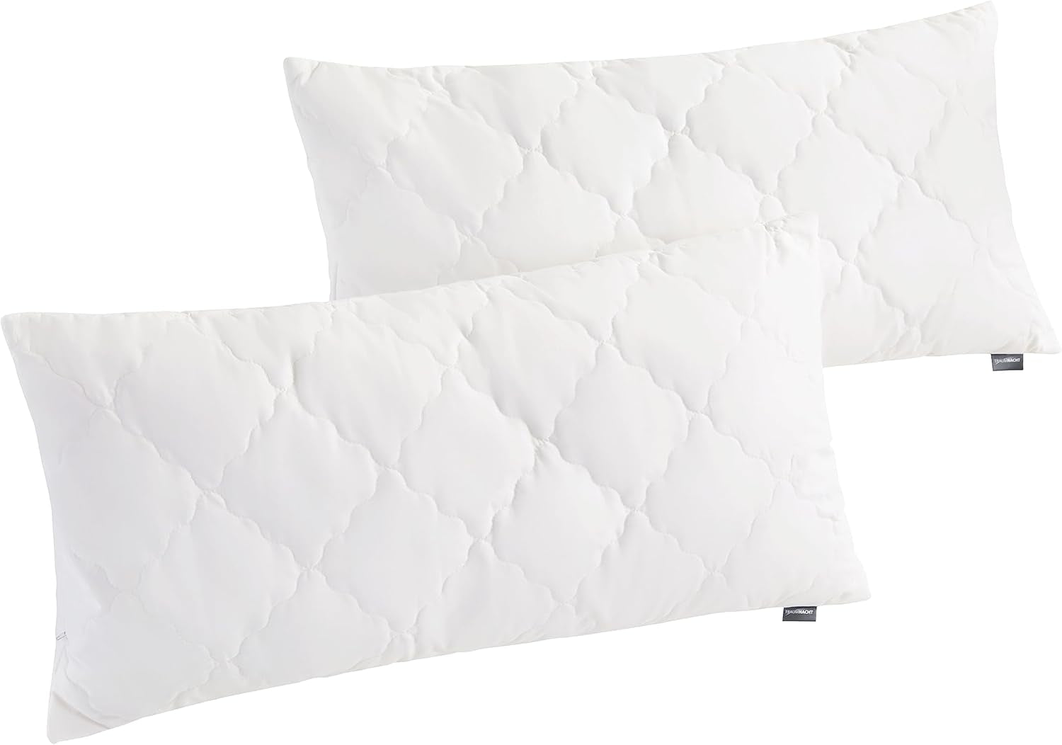 Traumnacht Almohada de bambú con fibras de bambú, hipoalergénica, antibacteriana Juego de almohadas con cremallera, compuesto por 2 almohadas de 40X80Cm, certificado Oeko-Tex, desarrollado en Alemania Naty Shop almohadas estándar Almohada 40 X 80 Cm