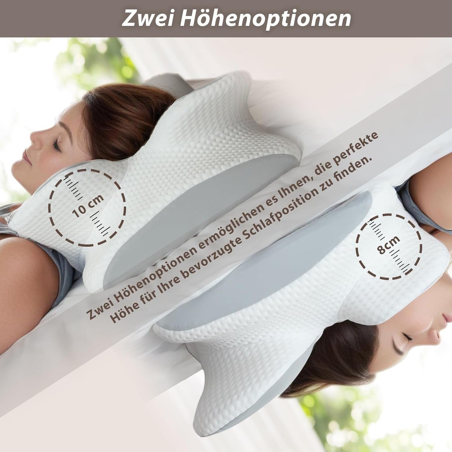 Almohada para el cuello Almohada ortopédica para la cabeza Almohada de espuma viscoelástica Almohada para impactos laterales - Diseño ergonómico Forma hueca para impactos laterales, dorsales y abdominales Gris claro Almohadas ortopédicas cervicales Naty Shop
