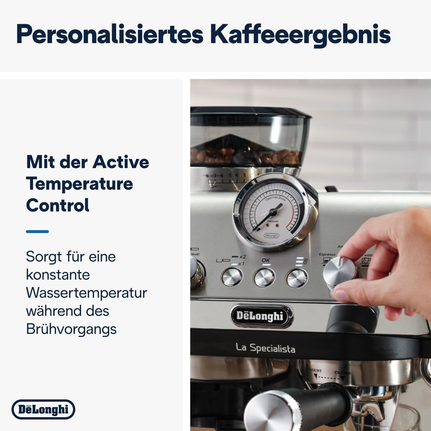 De'Longhi La Specialista Arte EC9155.MB Cafetera espresso con portafiltro y molinillo, 8 niveles de molido, 15 bares de presión, 3 niveles de temperatura, espumador de leche, 1550 W, depósito de 1,7 L, acero inoxidable/negro, incluye kit de barista