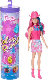 Muñeca Barbie Color Reveal y accesorios con 6 sorpresas, serie Disco Star con purpurina metálica y parte superior que cambia de color (los estilos pueden variar), JCP01, 32 cm