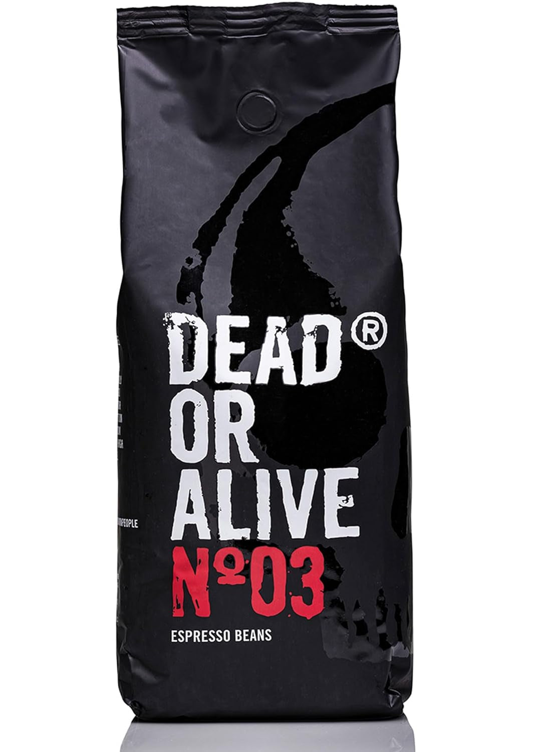 DEAD OR ALIVE Espresso No3 - Starke Espressobohnen 1kg - 100% Robusta - Kaffeebohnen für Kaffeevollautomat und Espressomaschine - Ganze Bohnen mit viel Koffein aus Italien - Café en grano
