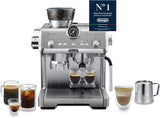De'Longhi La Specialista Arte EC9155.MB Cafetera espresso con portafiltro y molinillo, 8 niveles de molido, 15 bares de presión, 3 niveles de temperatura, espumador de leche, 1550 W, depósito de 1,7 L, acero inoxidable/negro, incluye kit de barista