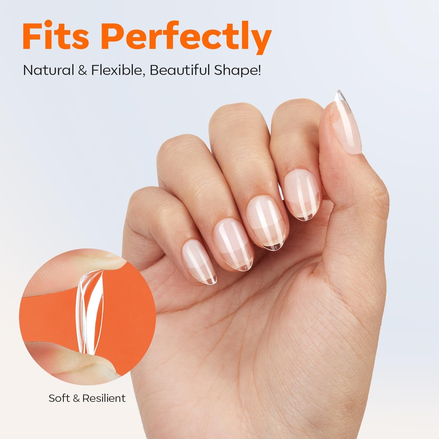Modelones Puntas de Uñas 216 Piezas - Juego de Puntas de Uñas de Cobertura Completa, Juego de Puntas de Gel Suave, Puntas de Uñas de Resina PMMA Prepulido, Pegamento DIY en Uñas Artificiales, Almendras Cortas XS