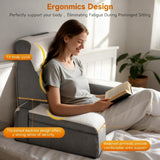 Almohada de lectura grande con soporte para el cuello y reposabrazos extraíbles, almohada de respaldo para cama, almohada de respaldo ergonómica con brazo, bolsillo y funda lavable para leer y ver televisión.