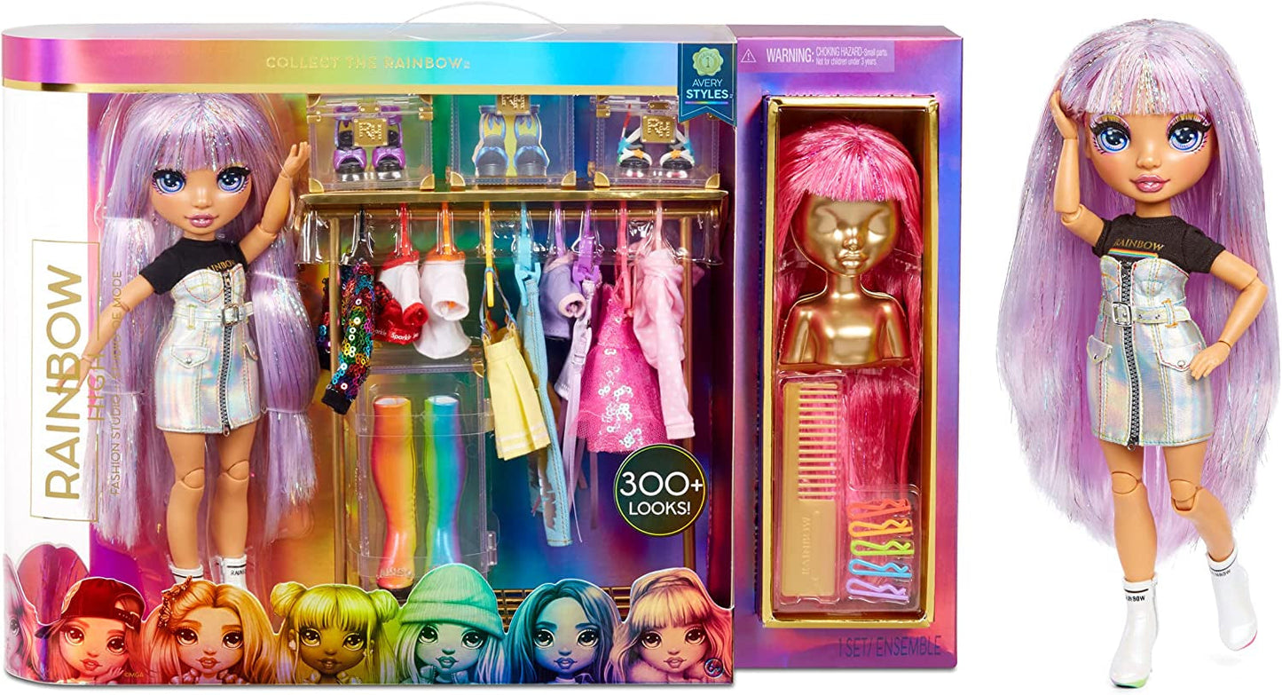 Rainbow High 571049 Fashion Studio - Muñeca exclusiva con ropa, accesorios y 2 pelucas brillantes - ¡Crea más de 300 conjuntos!