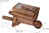 Relaxdays Carretilla Jardinera, Set de 2, Decoración de Jardín, Alto x Ancho x Fondo: 12,5 x 26 x 12 cm, Carro de Flores para Plantar, Madera, Natural