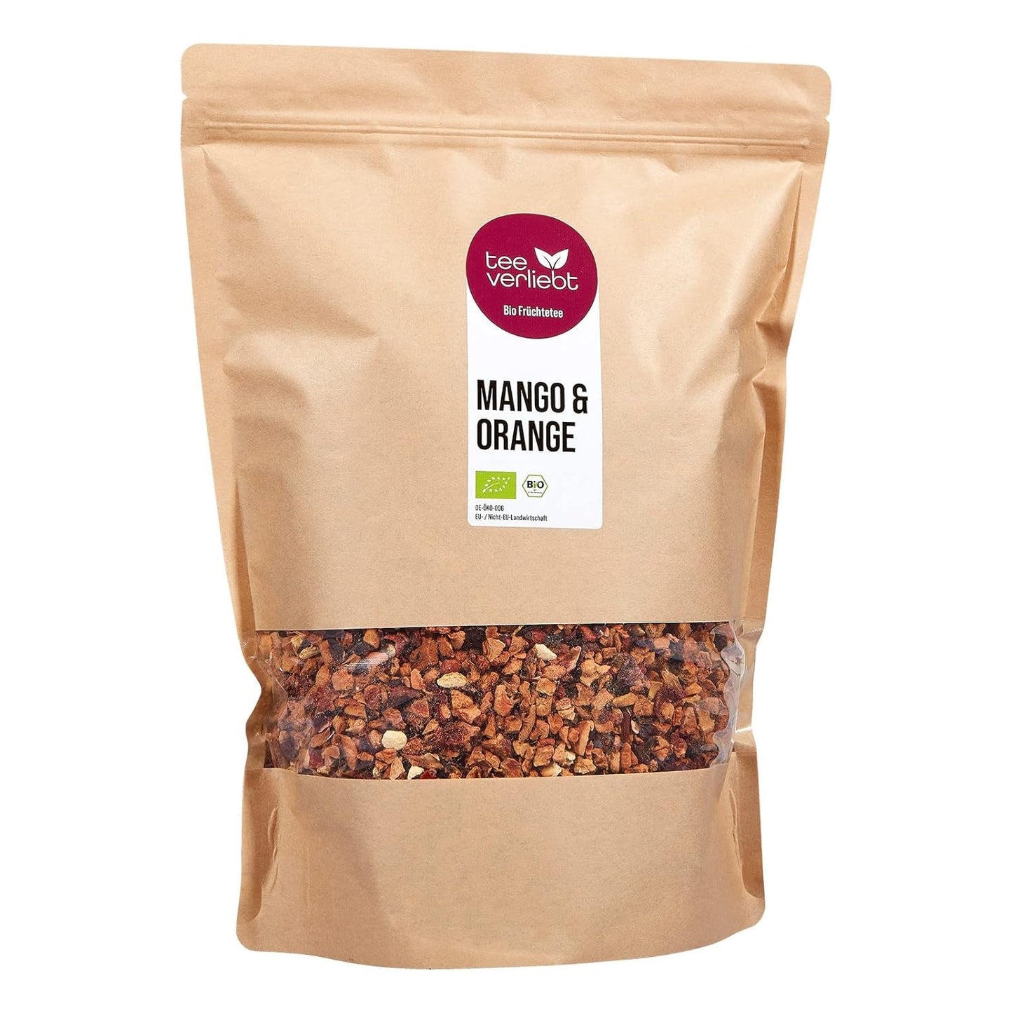 Teeverliebt - Té de frutas a granel Mango y Naranja 1000 G I Té de frutas a granel I Mezcla de tés de verano procedentes de cultivos ecológicos controlados I Té de frutas a granel ecológico 1 kg