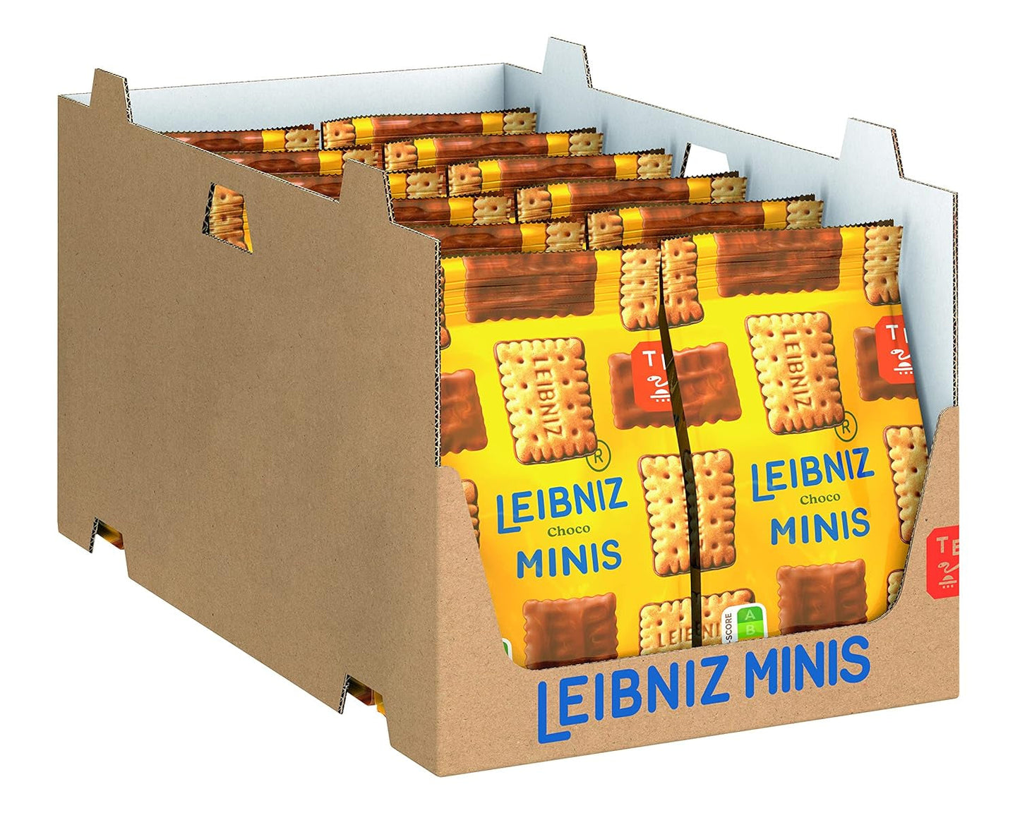 LEIBNIZ Minis Choco Pack de 12 pequeñas galletas crujientes de chocolate con leche, paquete a granel para almacenamiento o venta (12 x 125 g)
