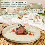 SÄNGER Río Casa de la Moneda | Juego de Vajilla de Gres para 6, 6 Platos, 6 Platos de Postre, 6 Cuencos, Verde Menta | LA COLECCIÓN DE VALOR