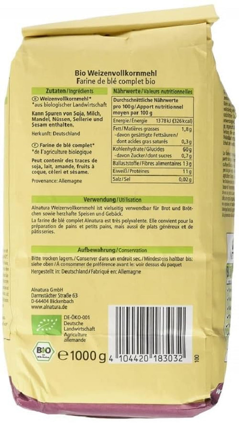 Harina integral ecológica, 1 kg.