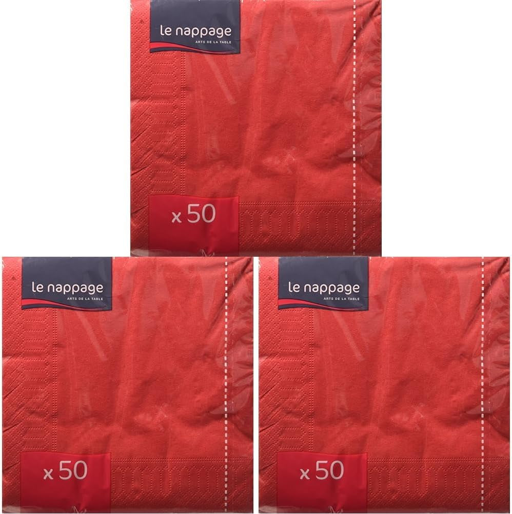 50 pañuelos, algodón, 33 x 33 cm, 2 capas, rojo FSC, celulosa, 33 x 33 cm (paquete de 3)