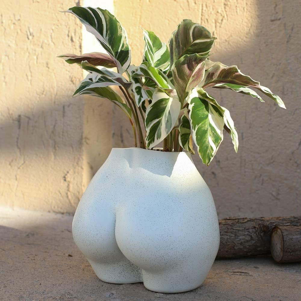 Jarrón de cuerpo artificial, maceta de cuerpo femenino con agujeros de drenaje, maceta moderna de resina, diseño bohemio moderno, planta artificial en maceta para decoración de interiores