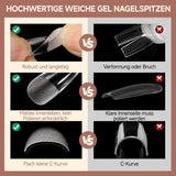 Puntas de uñas de Gel de bailarina, 216 Uds., 12 tamaños, puntas de uñas de Gel suave, juego de extensiones de uñas de cobertura completa, arte semimate DIY para el hogar