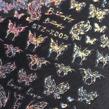 6 Blatt Schmetterling Nagelsticker Selbstklebend Laser Silber Schmetterlings Nagelaufkleber 3D Aurora Silber Schwarz Schmetterlinge Nagel Pegatinas Frühling Nageldesign Nail Sticker Nail Art Zubehör