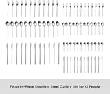 Karaca Focus Elegance, cubertería 84 piezas, 12 personas Cocina Naty Shop