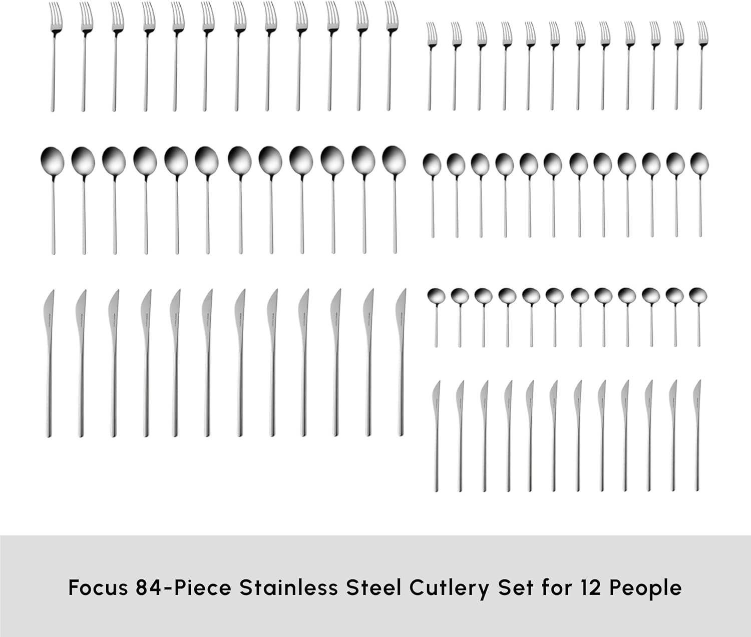 Karaca Focus Elegance, cubertería 84 piezas, 12 personas Cocina Naty Shop