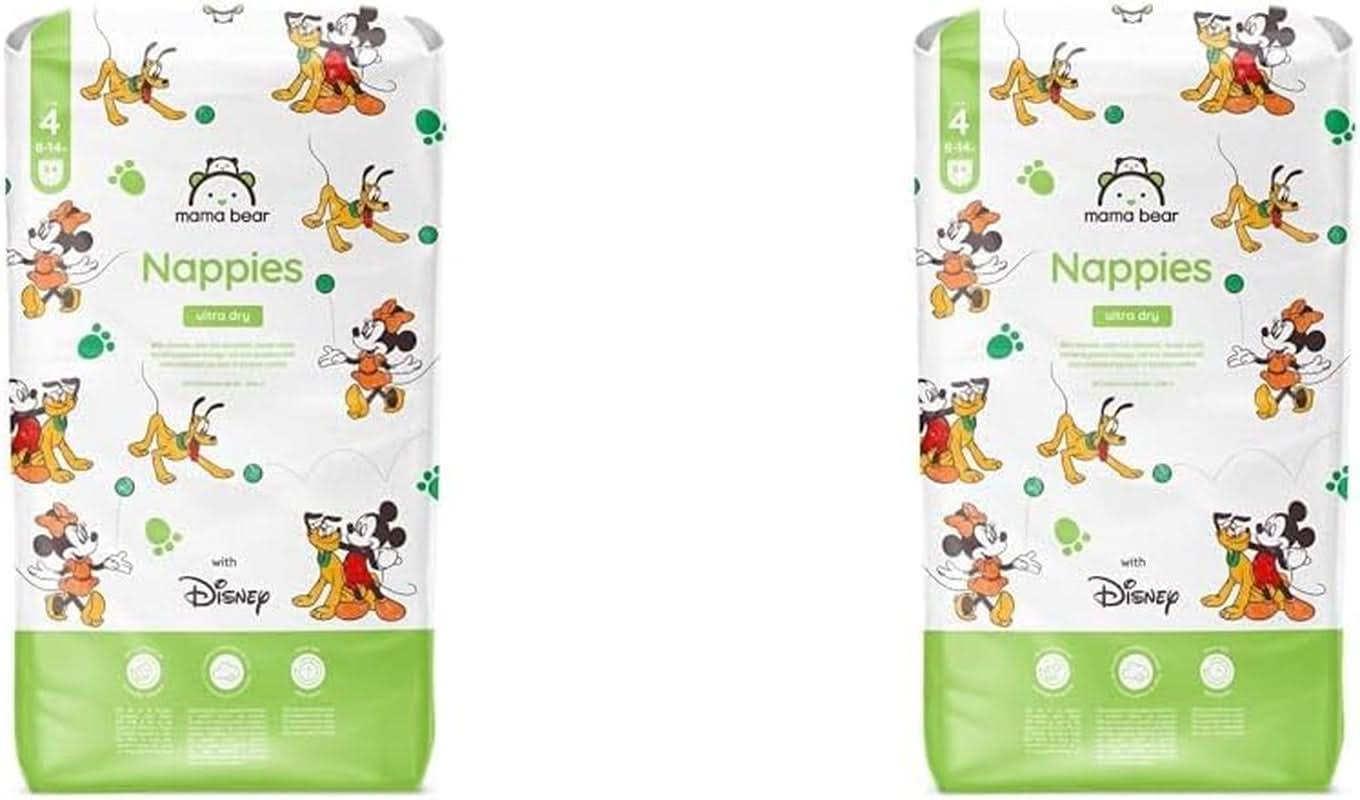 Mama Bear Disney Pañales Ultra Dry Talla 4 (8-14 kg), Blanco, 84 Piezas (1 paquete) Naty Shop Talla 4 (8-14 kg) (2 unidades) Paquete individual