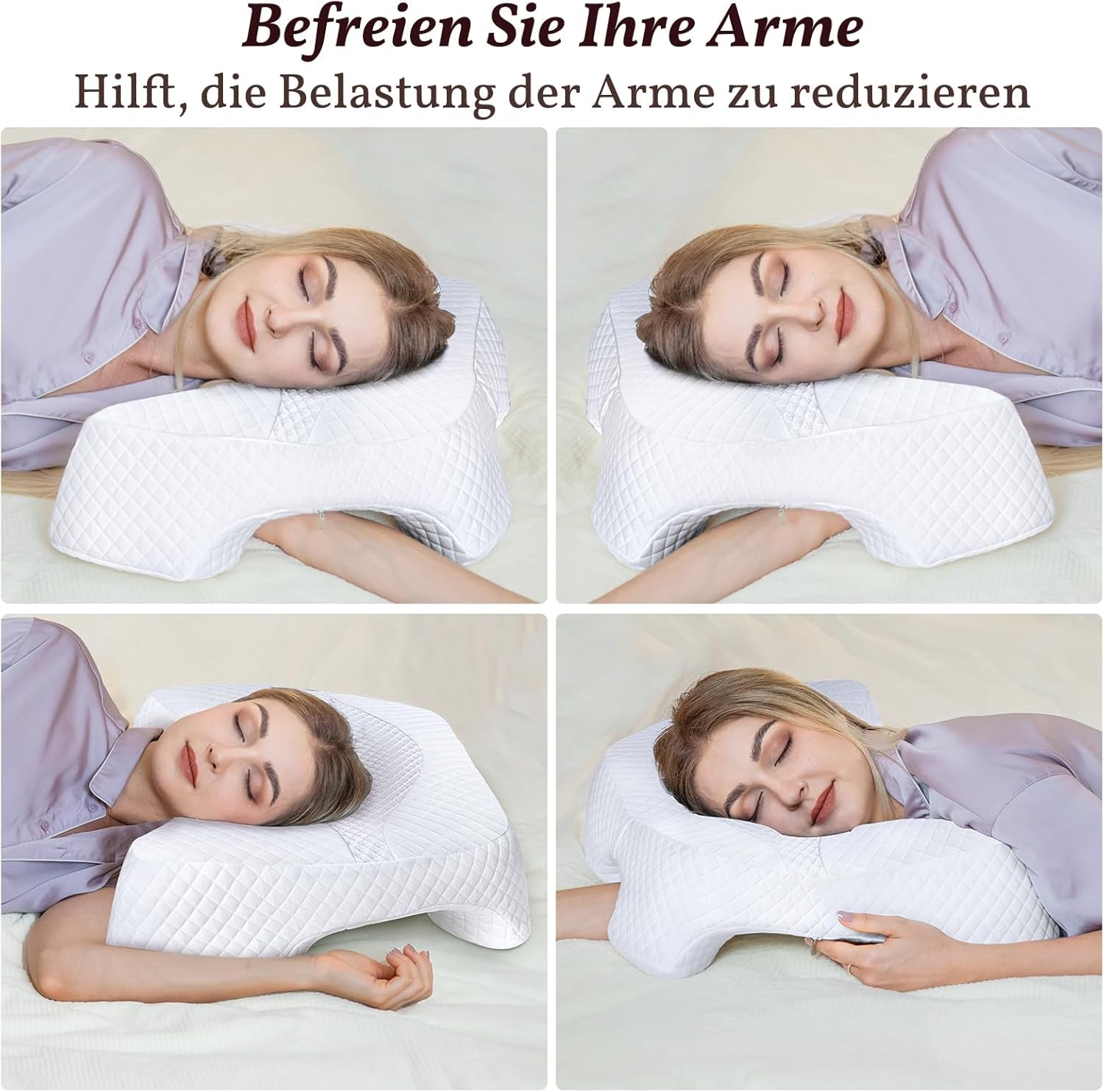 SAHEYER Almohada para dormir de lado con brazo, almohada ortopédica ergonómica, almohada viscoelástica para cuello y hombros, almohada cervical con brazos multiángulo para muchas posiciones para dormir (blanco) Almohadas ortopédicas cervicales Naty Shop