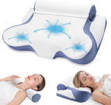 TopEsct Almohada de espuma viscoelástica, almohada para dormir de lado, almohada para el cuello, almohada para la cabeza para personas que duermen de lado y boca arriba (gris)