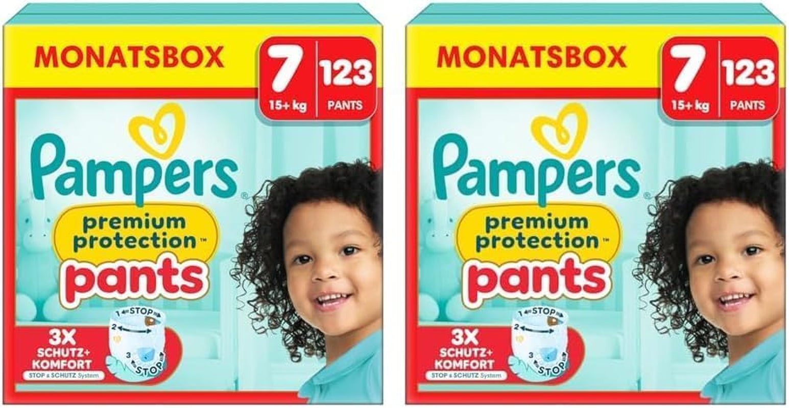 Pampers Premium Protection Pants talla 5, 144 pañales, 11 kg - 17 kg, con ajuste de 360° y puños suaves antifugas para una comodidad y protección óptimas