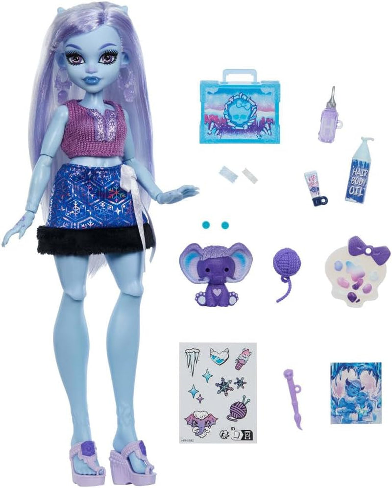 Monster High Self-Scare Secrets Abbey Bominable Juego de muñeca y accesorios con 13 sorpresas realistas como henna, dibujos y crochet JHK44