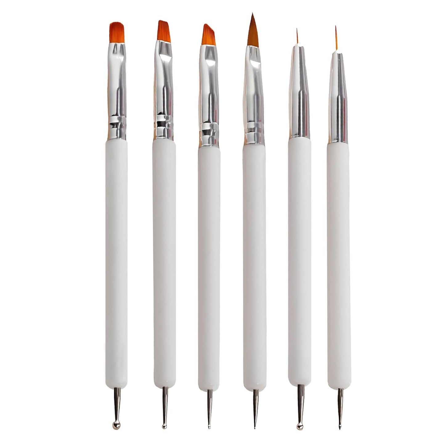6 Stück Doppel-Ende Nagel Pinsel, Nageldesign Pinsel, Doppel-Ende Nail Art Pinsel Kit Professionelle Maniküre Werkzeuge Kit (Negro)