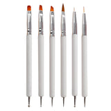 6 Stück Doppel-Ende Nagel Pinsel, Nageldesign Pinsel, Doppel-Ende Nail Art Pinsel Kit Professionelle Maniküre Werkzeuge Kit (Negro)