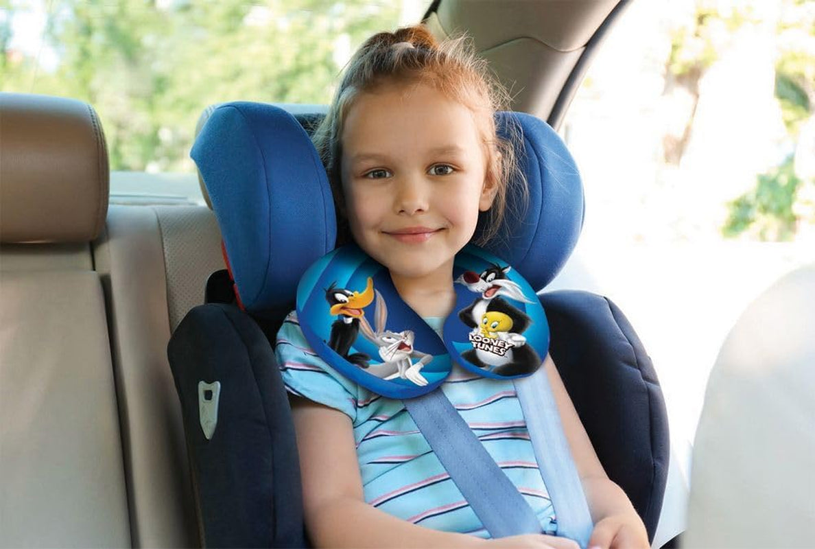 Warner Bros Looney Tunes Almohada Cervical Bebé Niña Suave Coche De Viaje Bugs Bunny Pato Lucas Silvestro Titti Comfort Dibujos Animados Azul Naty Shop Almohadas De Viaje