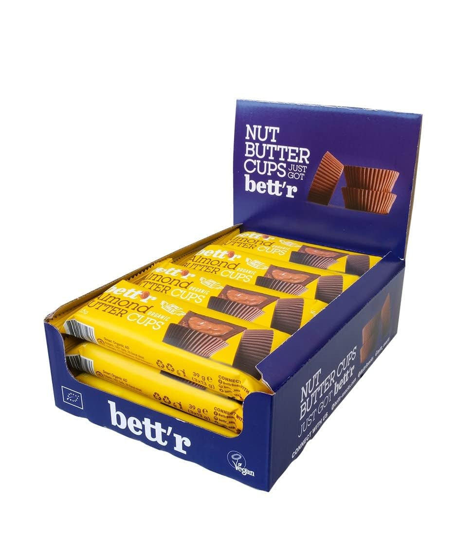 Ranúnculos de avellana orgánicos sin culpa de Bett'r. 100% vegano, sin gluten y sin lactosa - 12 x 39 g
