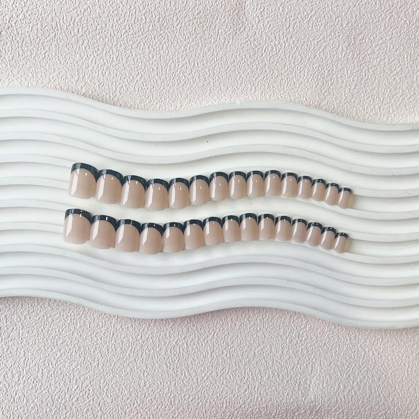 Uñas Postizas De Punta Francesa Corta - 30 Piezas De Uñas Negras Para Pegar En Uñas Cuadradas Cortas, Uñas Postizas De Punta Francesa Con Pegamento, Juego De Uñas Artificiales Cuadradas Para Mujeres