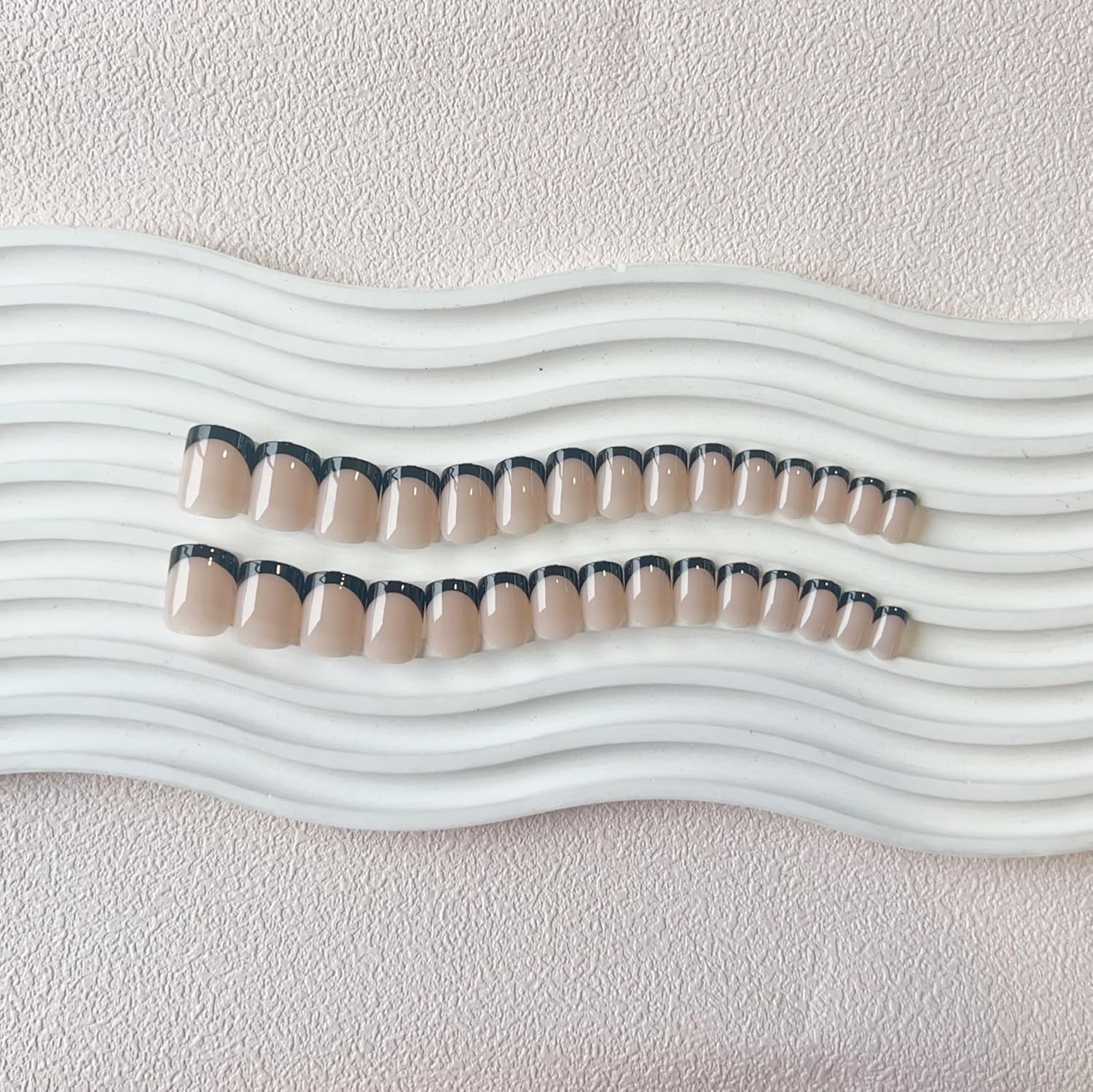 Uñas Postizas De Punta Francesa Corta - 30 Piezas De Uñas Negras Para Pegar En Uñas Cuadradas Cortas, Uñas Postizas De Punta Francesa Con Pegamento, Juego De Uñas Artificiales Cuadradas Para Mujeres