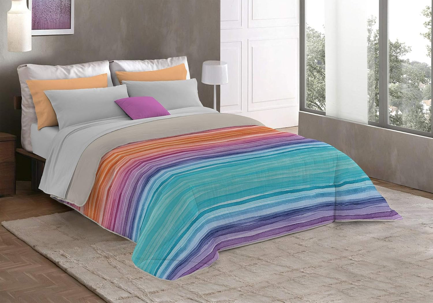 Fantasy T-Fa-Hypnotic-1P Edredón de Invierno, Microfibra, Hypnotic, 170X260Cm Edredones y Edredones Naty Shop Rainbow 260X260 Cm