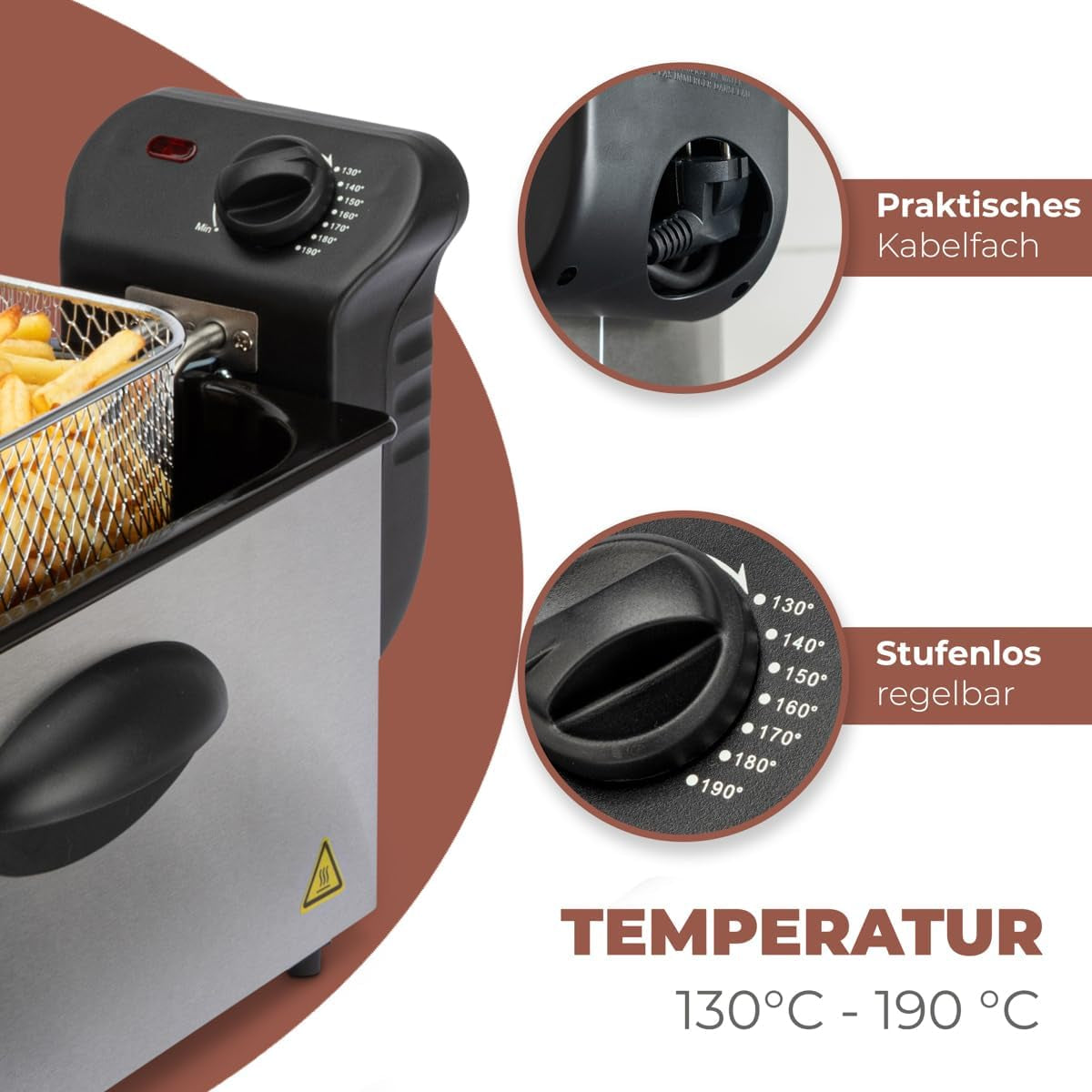 Freidora de Aceite Bomann®, Capacidad 3L, Tecnología Cool Zone y Desagüe, 2000 W Electrodomésticos Naty Shop