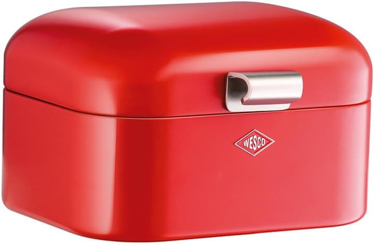 Panera Wesco Mini Grandy en color rosa, chapa de acero con recubrimiento en polvo, orificios de ventilación y asa estable, cajas para guardar alimentos Naty Shop Red