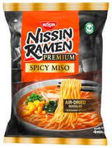 Nissin Ramen Premium - Miso Spicy Paquete de 10 fideos instantáneos secados al aire estilo japonés para ramen 'estilo restaurante' con un sabor ligeramente picante de miso y hojuelas de wakame (10 x 90,7 g)