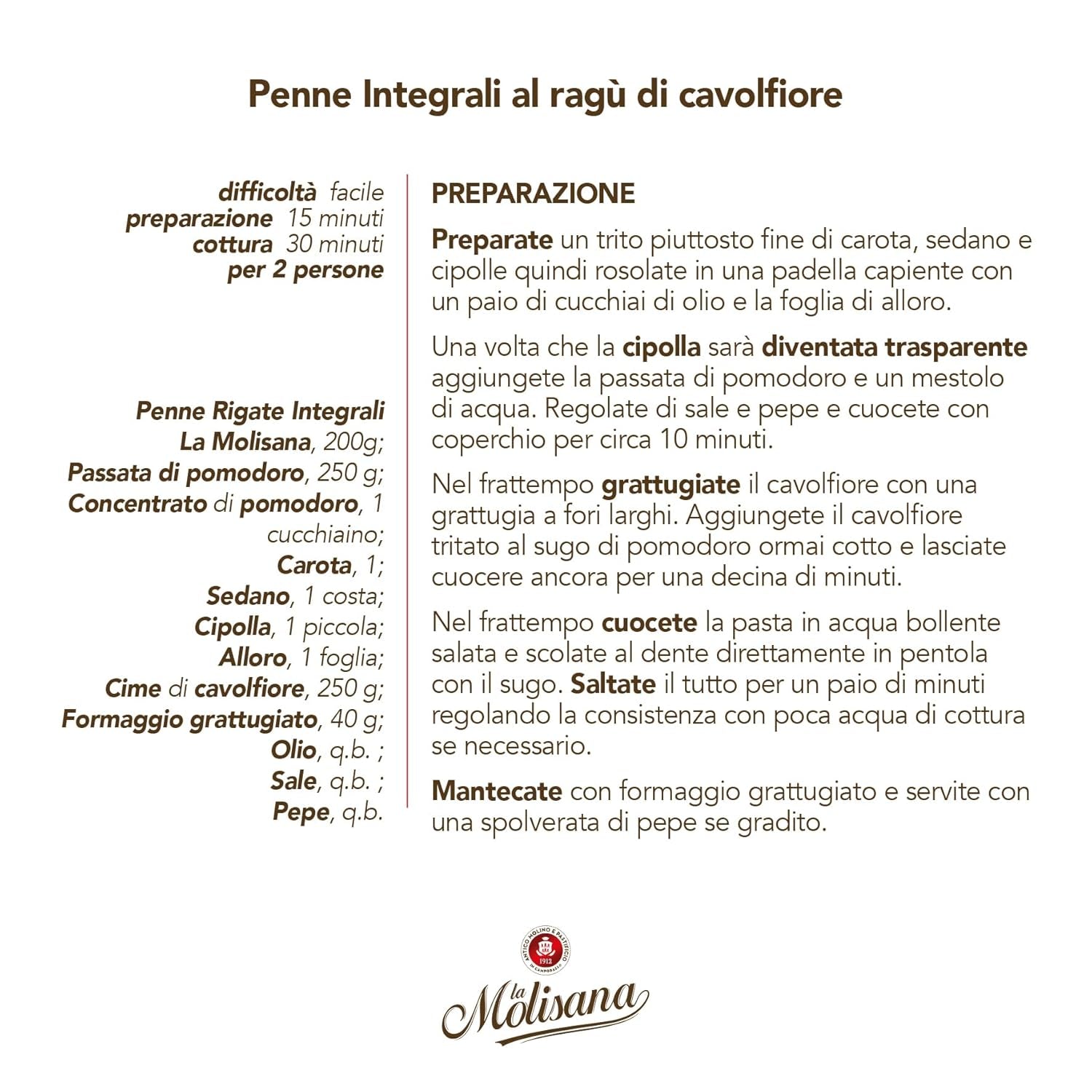 N°20 Penne Régate Integrale Paté 500 g - Lote de 6