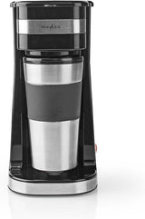 NEDIS Espressor - Café filtrado - 0,4 l - 1 taza - Temporizador - Negro / Plata