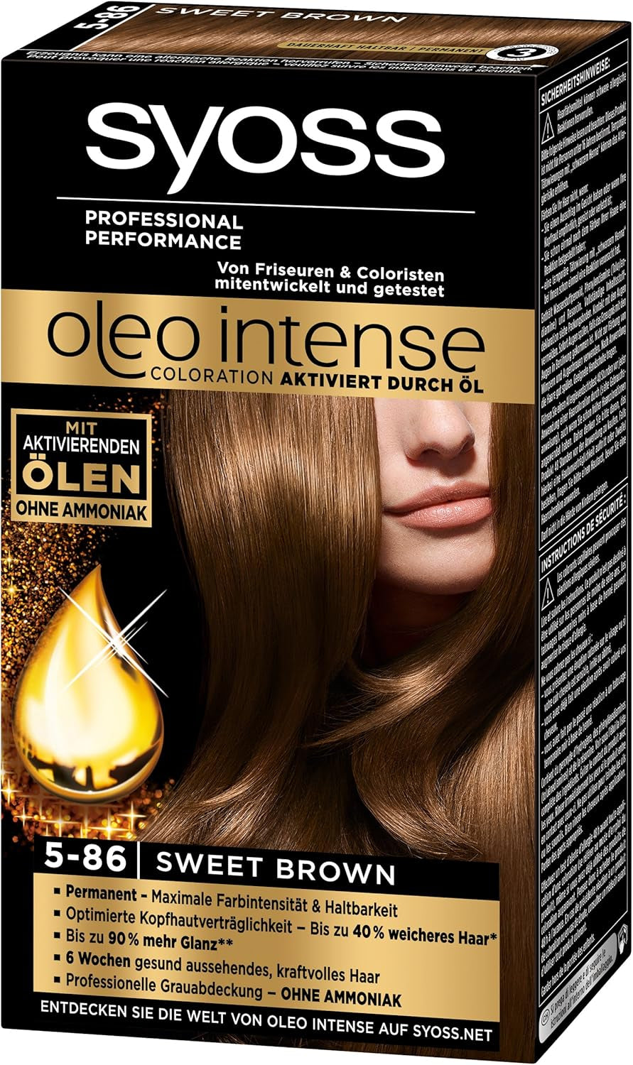 Syoss Oleo Coloración Intensa 5-86 Castaño Dulce 3 Pack (3 x 1 Pieza) Naty Shop Tinte para el Cabello Marrón 1 Pieza (Pack de 3)