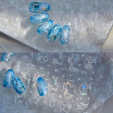 Pegatinas para uñas con purpurina, ondas de agua de verano, arte de uñas estrellado, ondas de agua de mar de fantasía, diseños de uñas, pegatinas para uñas, ondas de agua de mar, accesorios para uñas, arte de uñas