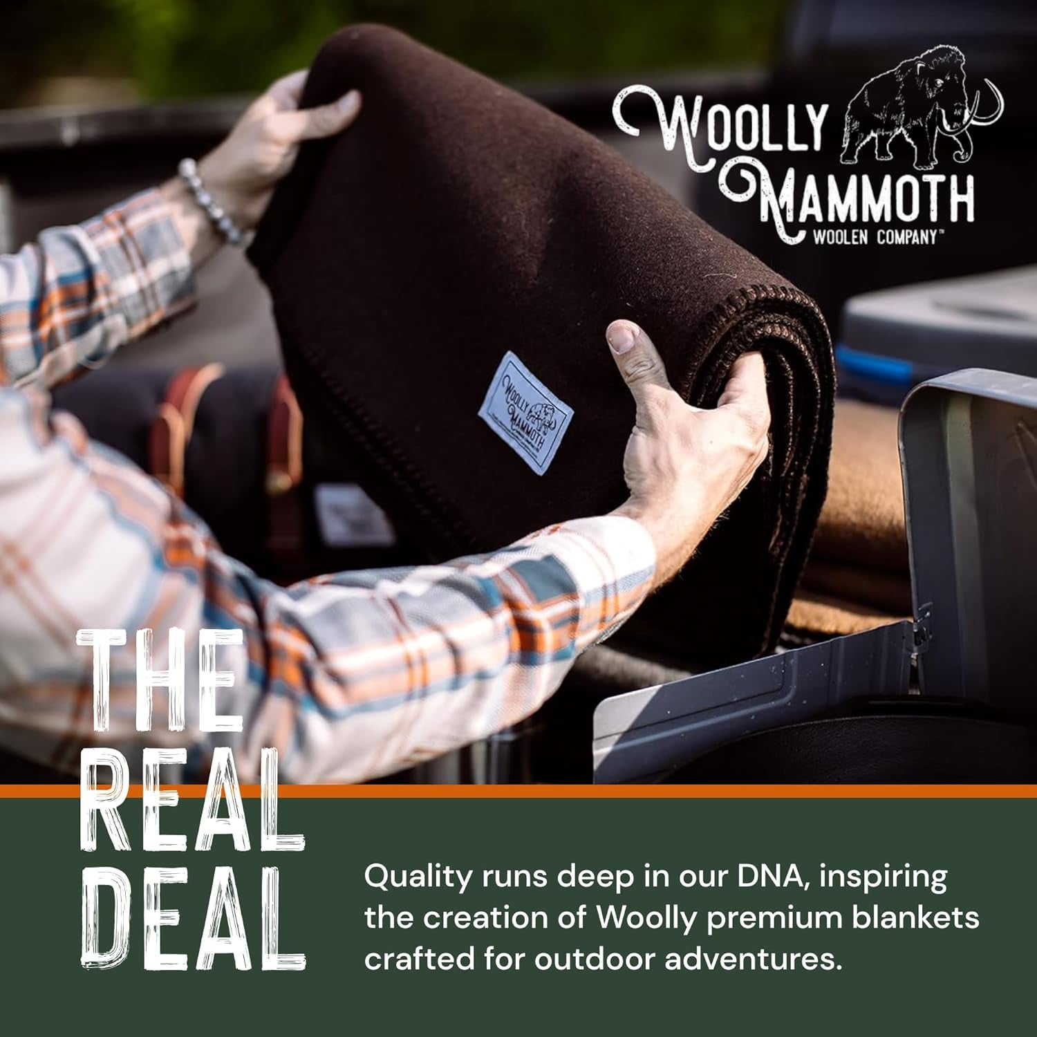 Manta de camping Woolly Mammoth Woolen Co., extra grande, lana merino. El equipo perfecto para exteriores para bushcraft, camping, trekking, senderismo, supervivencia o manta de cabina. Marrón, 168 X 228 Camas y mantas Woolly Mammoth Woolen Company