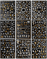 JMEOWIO Nagelsticker Weihnachten 9 Blatt Nail Art Sticker Selbstklebend Nagelaufkleber Schneeflocke Schneemann Festival Weißes Gold Dekoration Nageldesign Zubehör