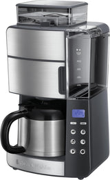 Cafetera Russell Hobbs con Molinillo y Jarra Térmica [Temporizador Digital, Cabezal de Ducha para una Extracción y Aroma Óptimo] Grind&Brew (1-10 Tazas, 3 Configuraciones de Molido) Cafetera de Filtro 25620-56