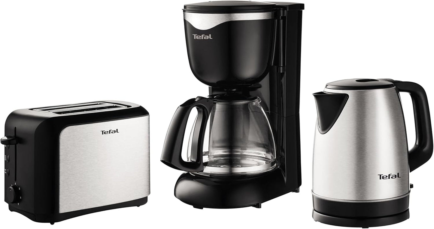 Tefal CM3408 Mini cafetera de cristal (600 W, 6 tazas) negro/acero inoxidable, CM340811