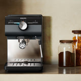 Cafetera espresso KRUPS Authentic+, 15 bar, funcionamiento intuitivo, diseño sofisticado, boquilla de vapor, accesorios ampliados incluidos, Bullet Dark silver/Acero inoxidable, XP384G10
