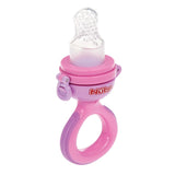 Nuby Alimentador de frutas de silicona Nibbler - Alimentador de frutas para bebés de 6 meses y niños pequeños - Anillo de dentición para frutas, verduras y purés - Sin BPA - Rosa - 6+ meses