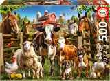 Educa - Puzzle de 500 piezas para adultos | Animales de granja traviesos. Dimensiones: 48 X 34 cm. Incluye pegamento para rompecabezas Fixpuzzle. Durante 11 años (19905) Puzzle Naty Shop Título predeterminado