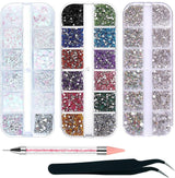 4200 Piezas de Diamantes de Imitación para Arte de Uñas, Piedras de Brillo de 36 Colores, Piedras Decorativas de Uñas para Accesorios de Arte de Uñas y Diamantes de Imitación Cristal Transparente con Pinza de Selección de Diamantes de Imitación y Bolígrafo de Puntuación