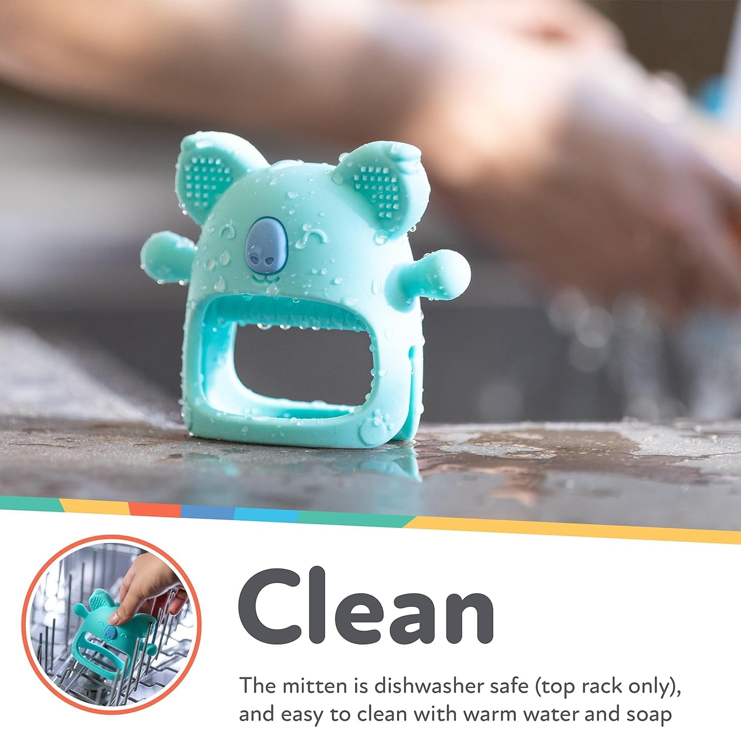 Nuby - Guante Dental de Silicona, Sin BPA, Koala Azul, 3 meses en adelante